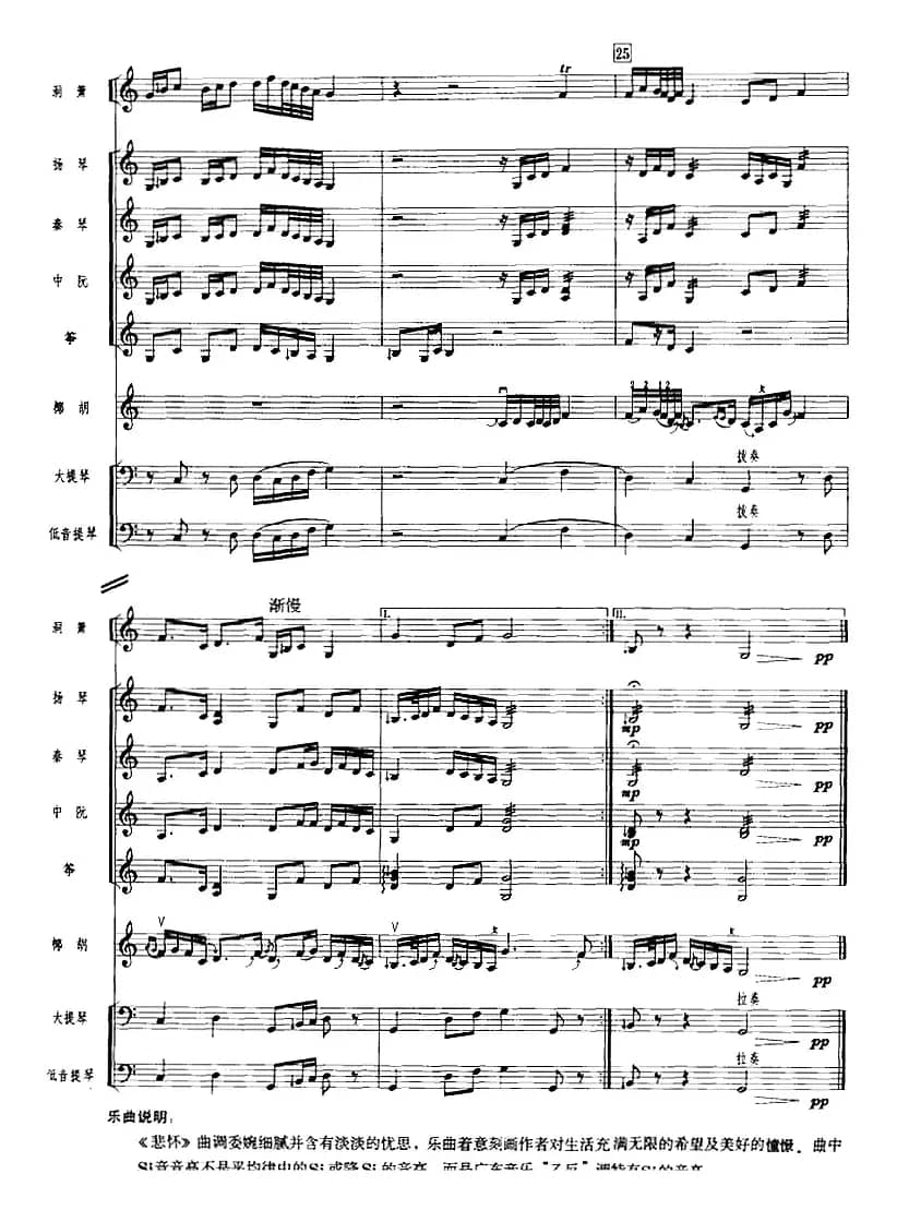 悲怀（广东音乐、椰胡+乐队伴奏、五线谱版）