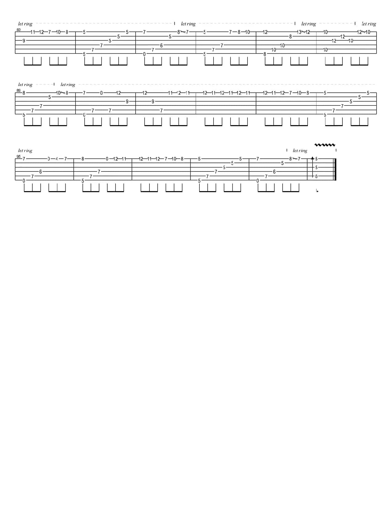 致爱丽丝（指弹独奏吉他六线谱）
