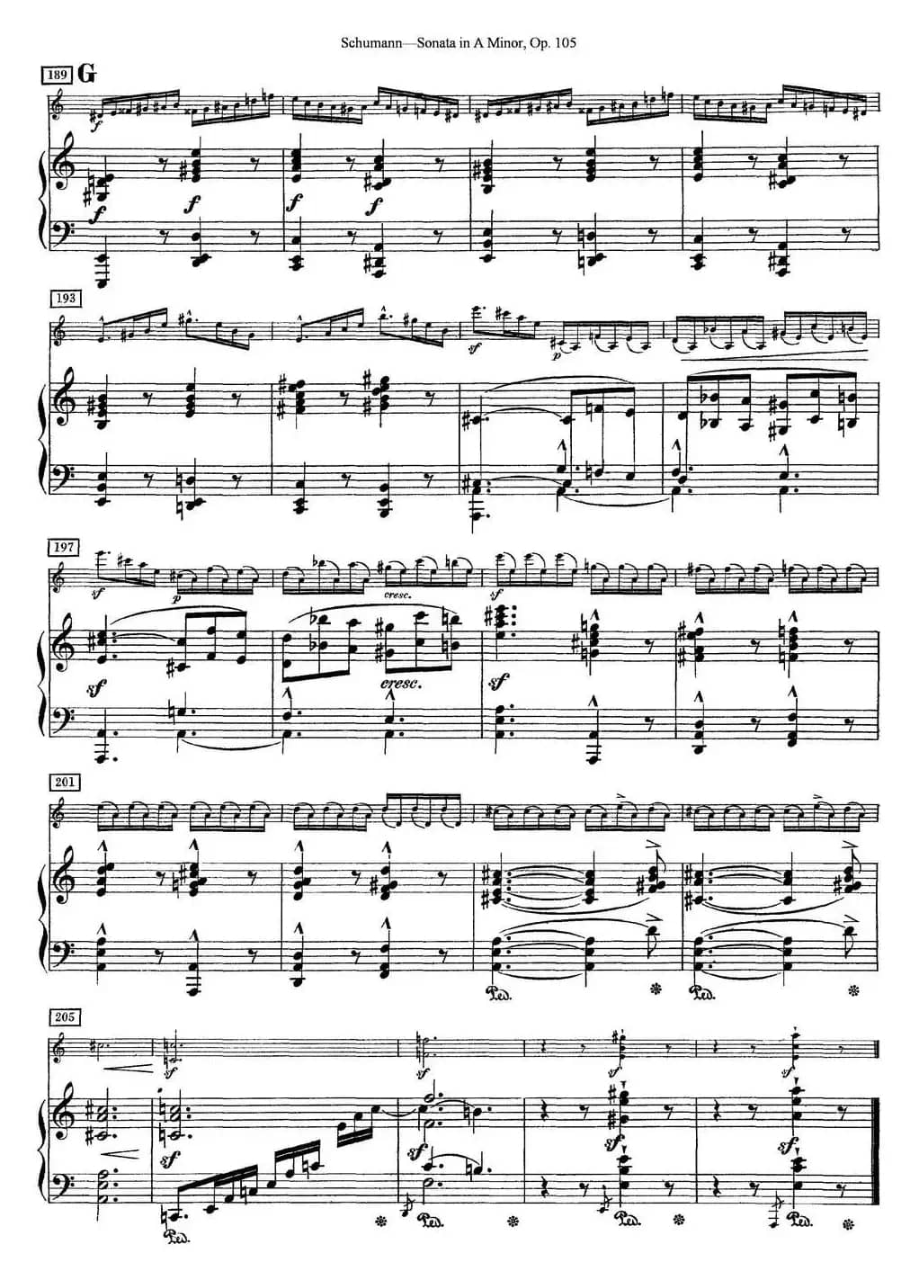 Violin Sonata in A minor Op.105（小提琴+钢琴伴奏）