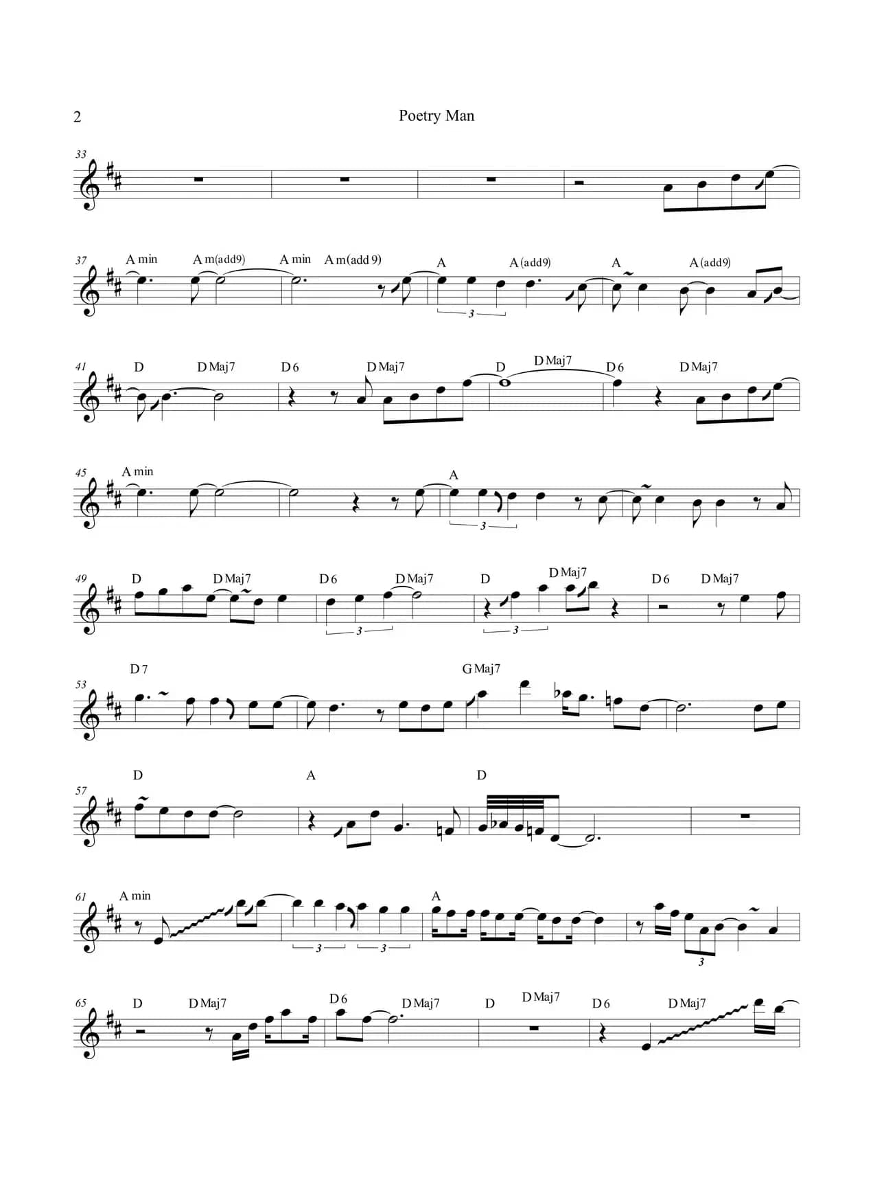 Poetry Man（高音萨克斯/次中音萨克斯）