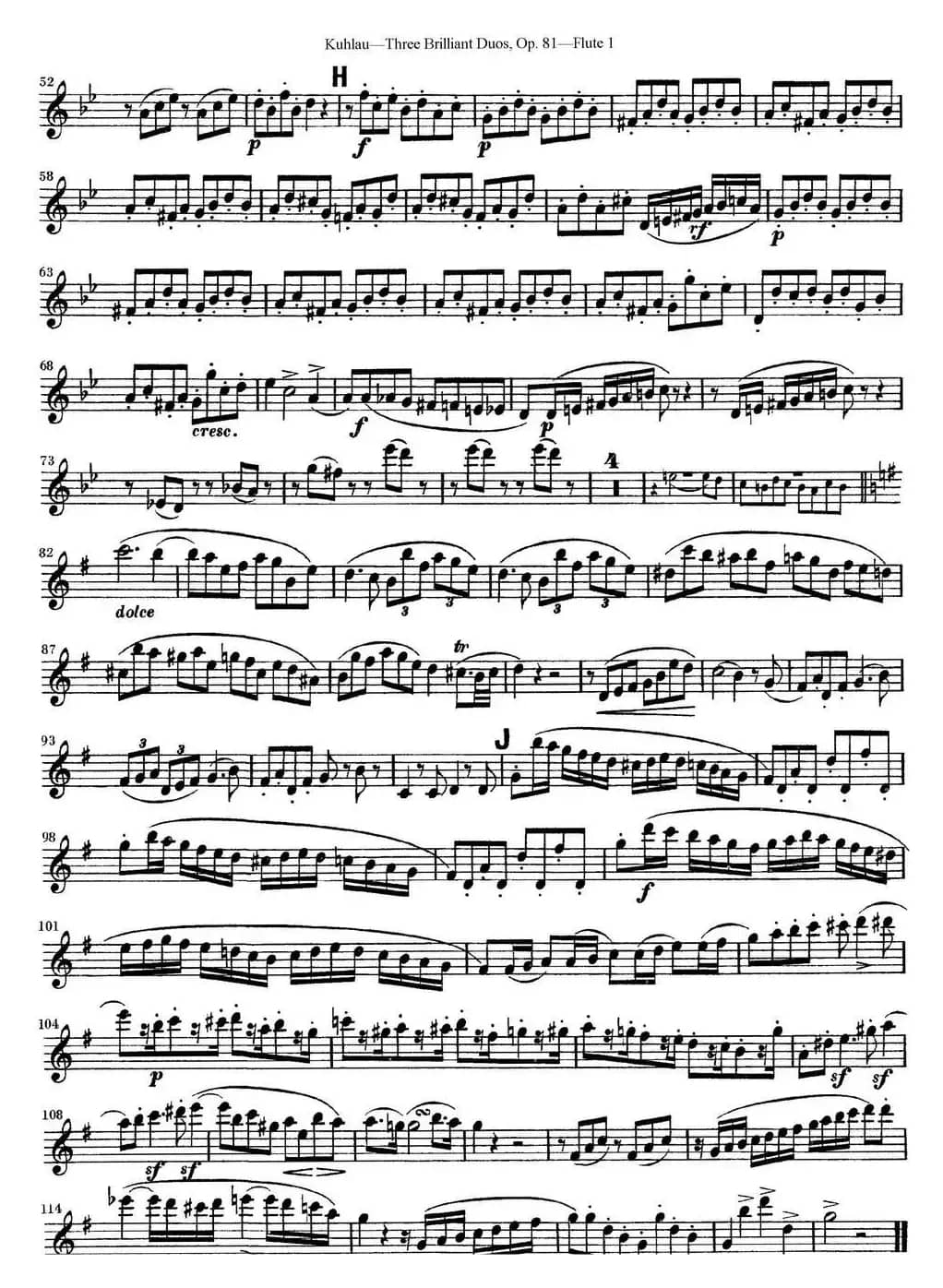 库劳长笛二重奏练习三段OP.81——Flute 1（NO.3）