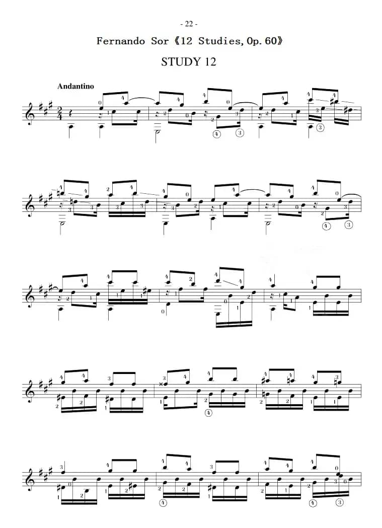 Fernando Sor《12 Studies,Op.60》（STUDY 12）