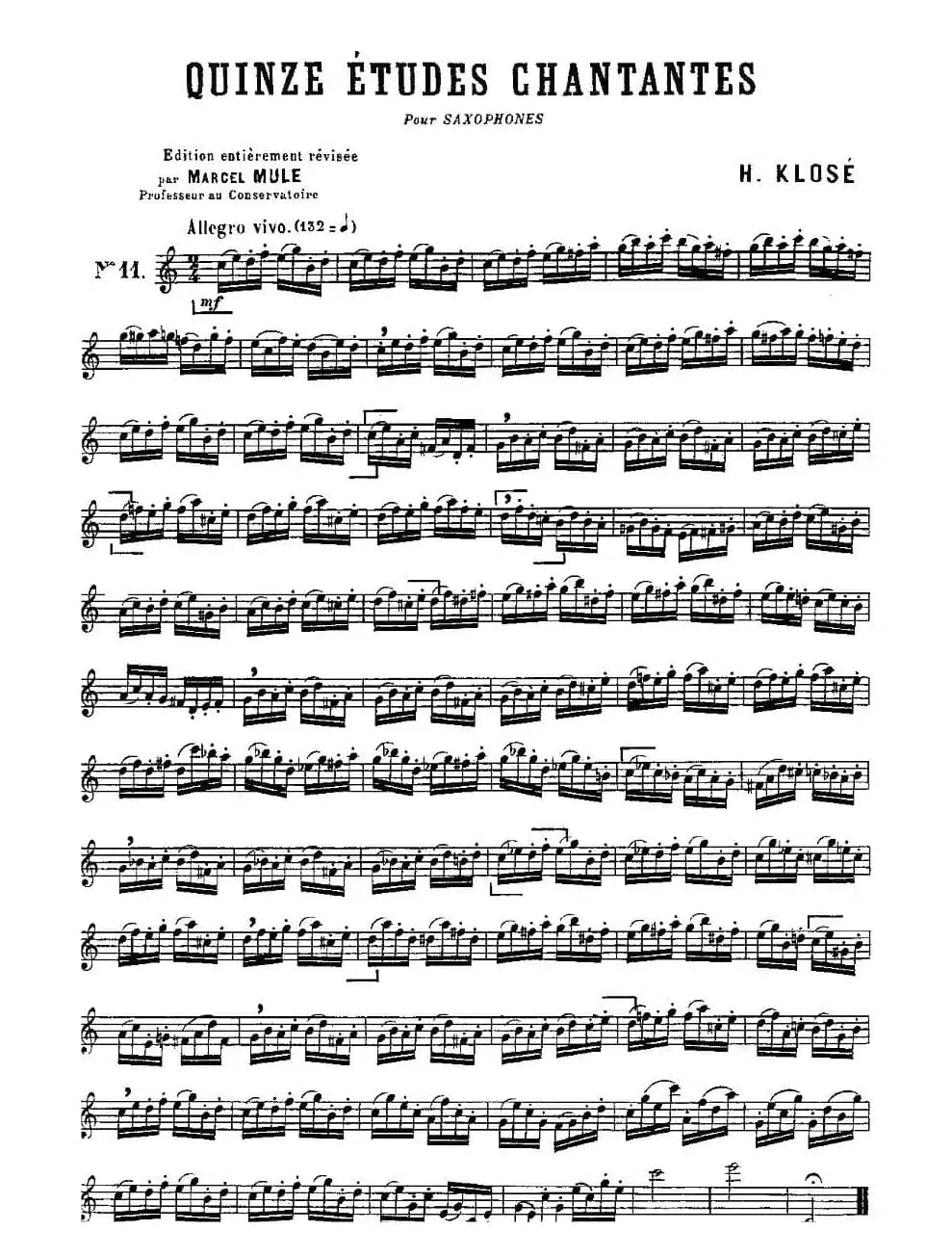 Klose Etudes Chantantes Pour Saxophone（练习曲之十一）