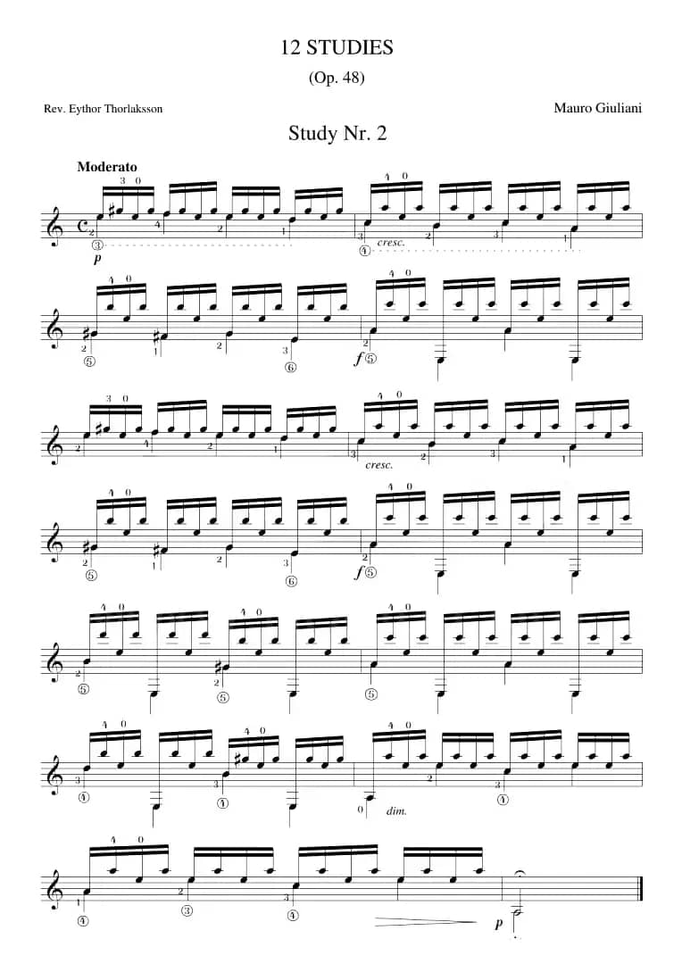 Mauro Giuliani《12 Studies,Op.48》（STUDY 2）