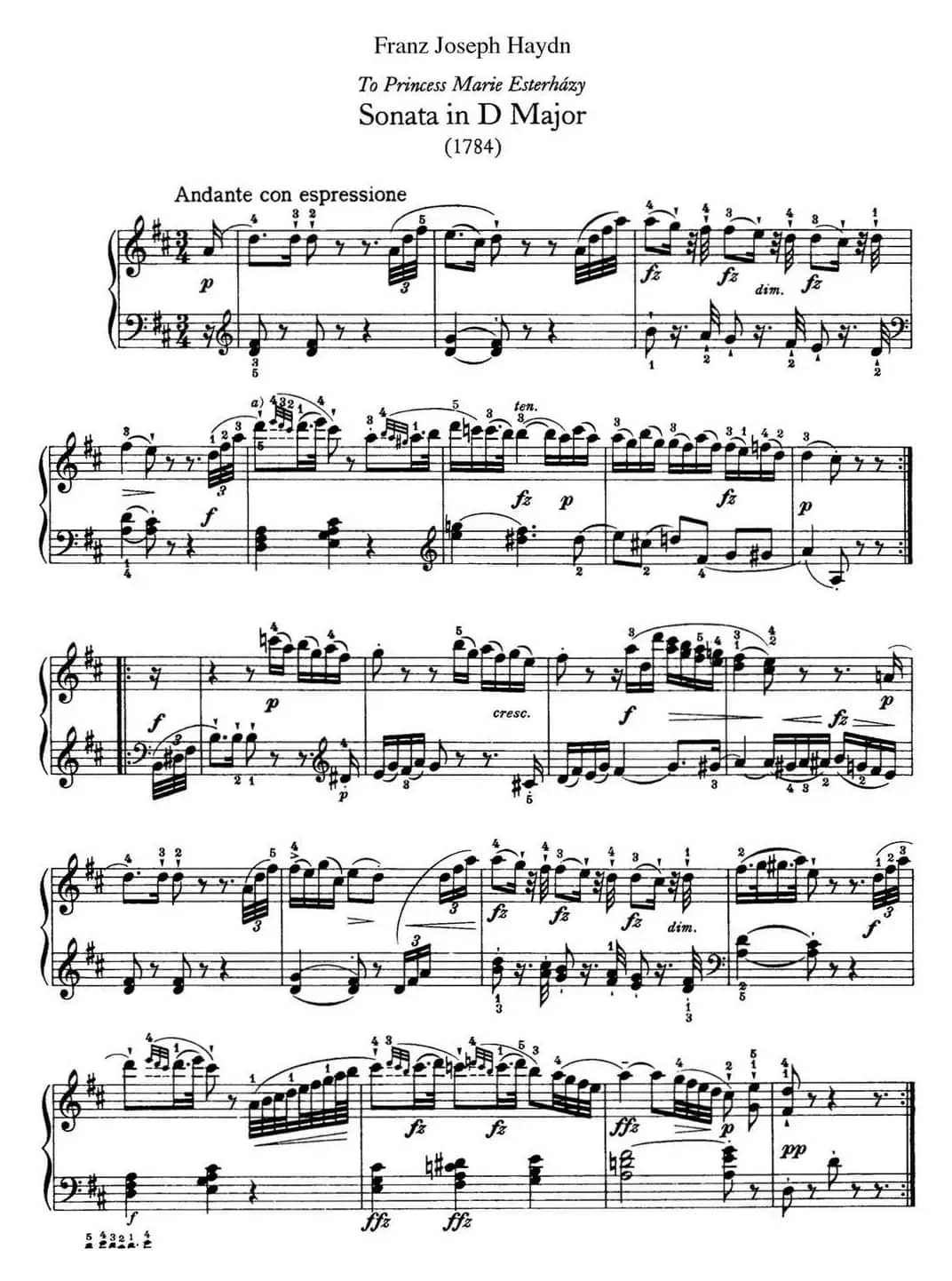 海顿 钢琴奏鸣曲 Hob XVI 42 in D major