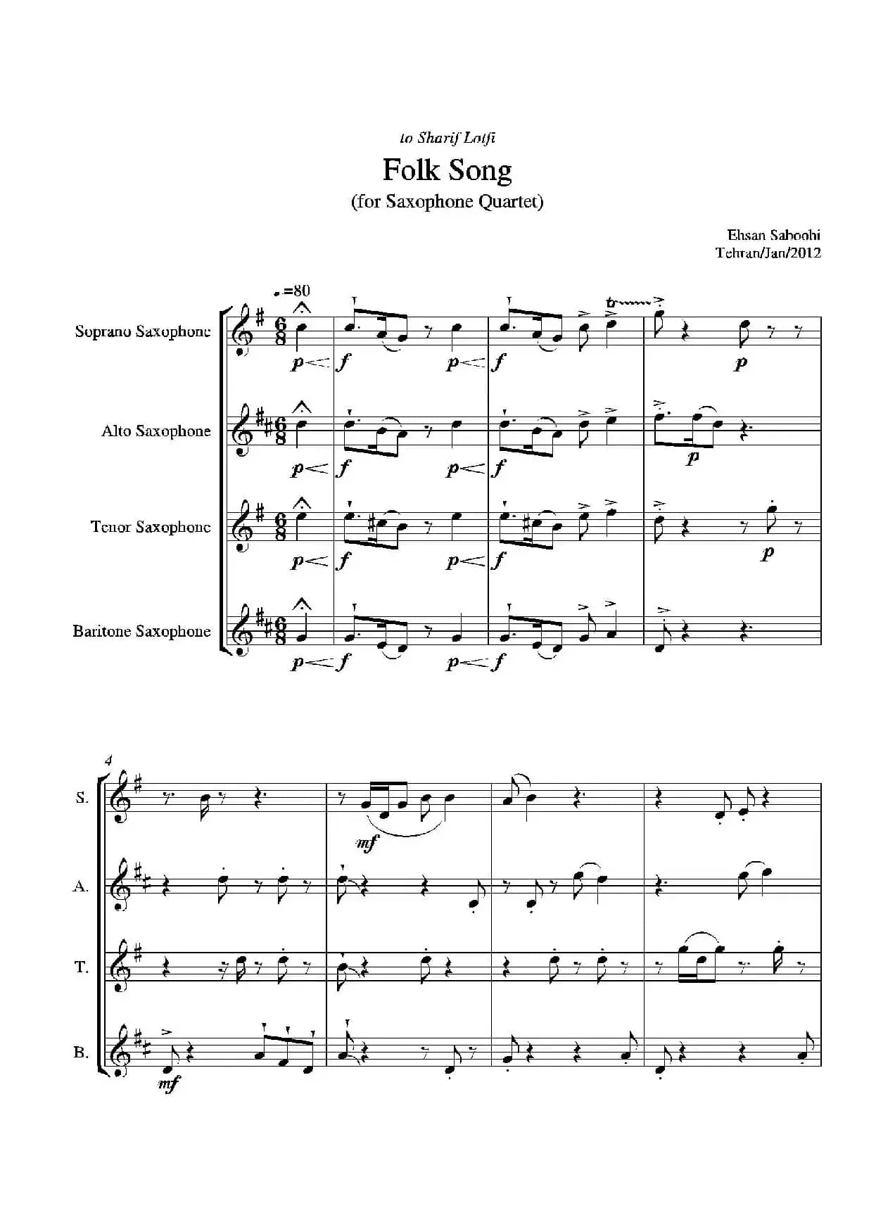 Folk Song（四重奏）