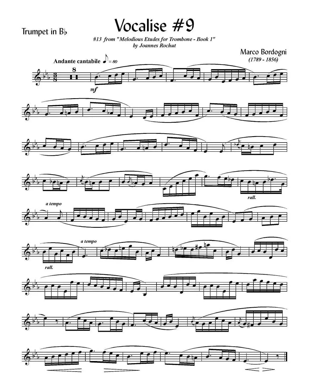 Bordogni - Vocalise #9（小号）