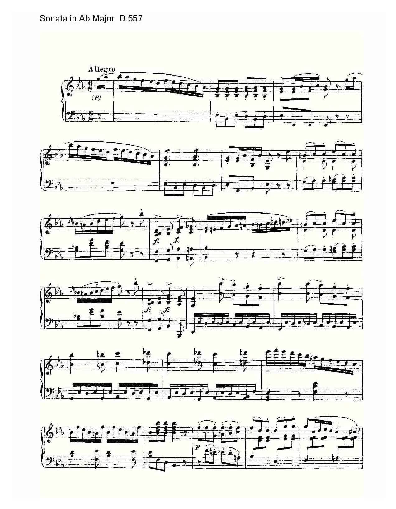 Sonata in Ab Major D.557（Ab大调奏鸣曲 D.557）