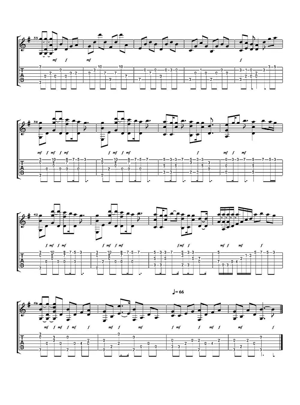 情歌（指弹谱）