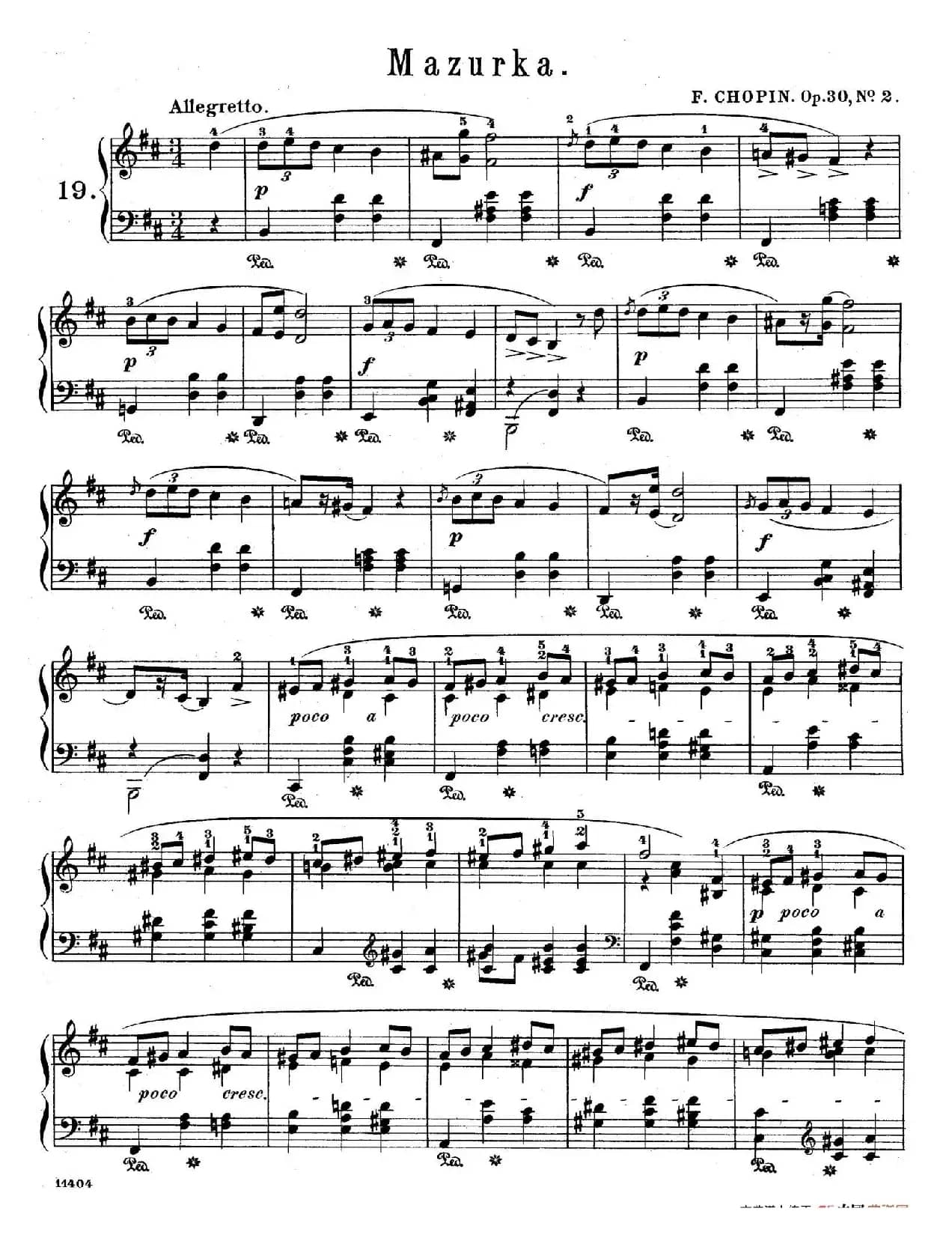 Quatre Mazurkas Op.30(4首玛祖卡舞曲·2)