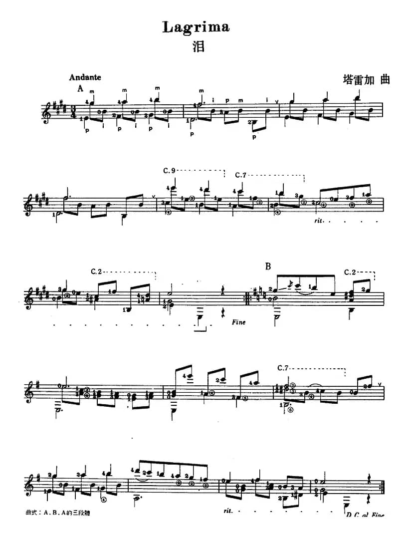 西班牙吉他独奏曲：泪