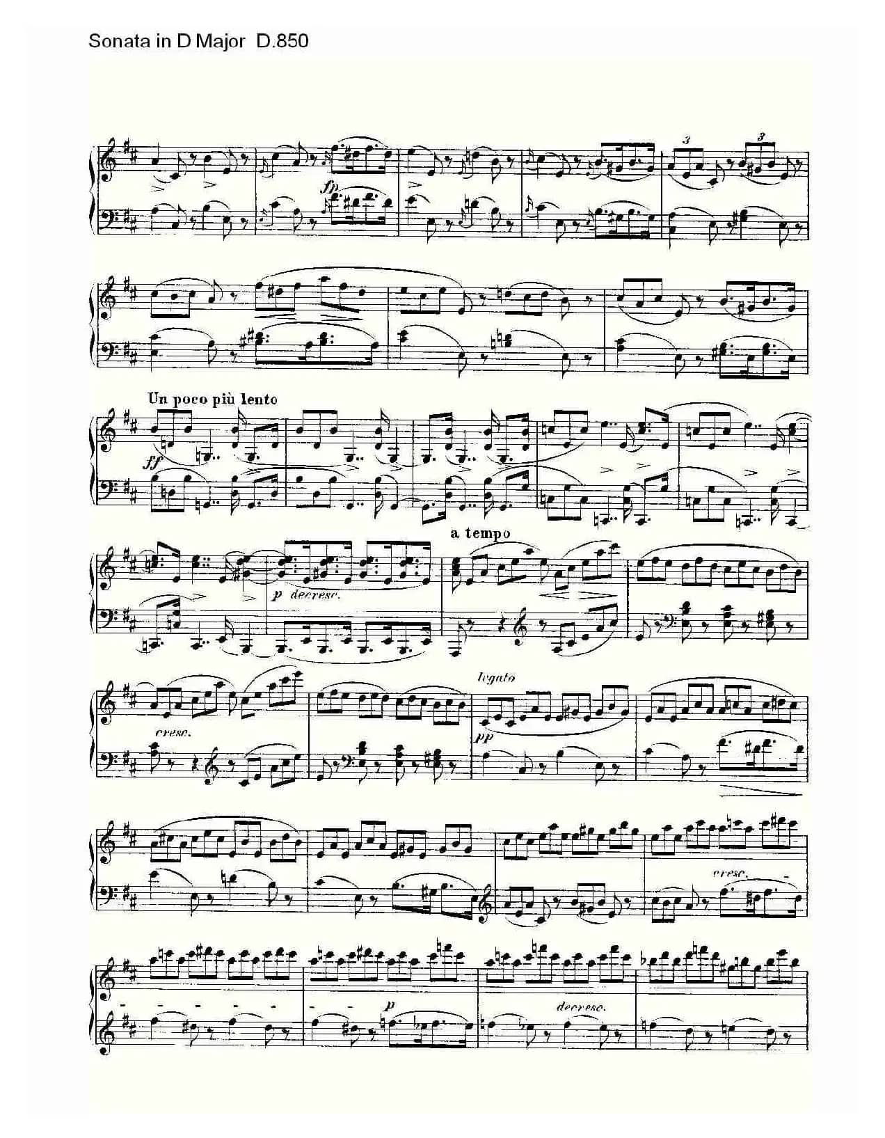 Sonata in D Major D.850（D大调奏鸣曲 D.850）