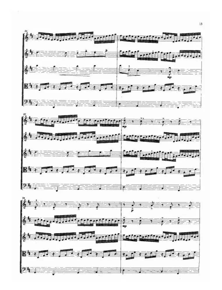 卡农曲（弦乐五重奏总谱）