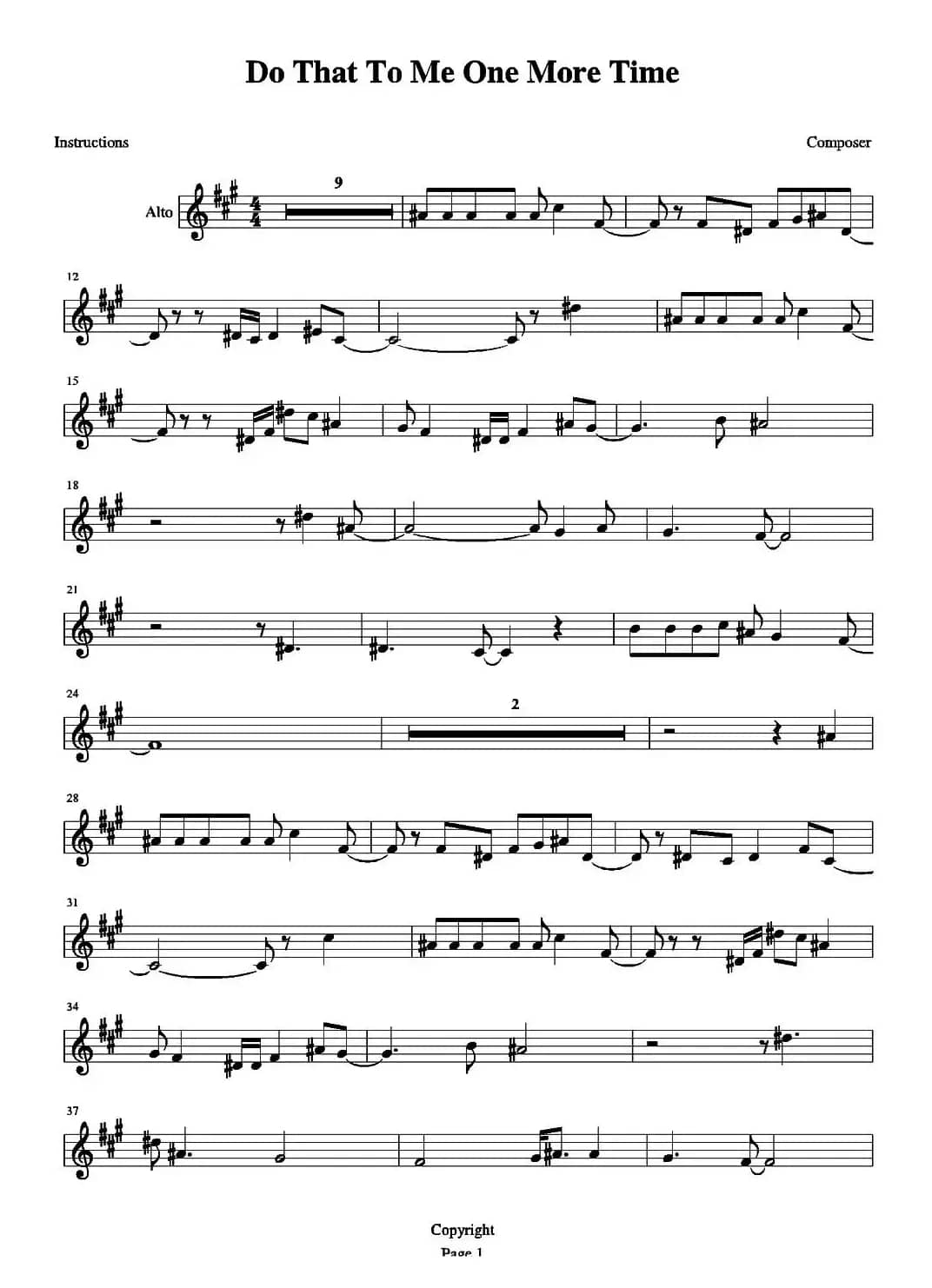 DO THAT TO ME ONE MORE TIME（中音萨克斯）