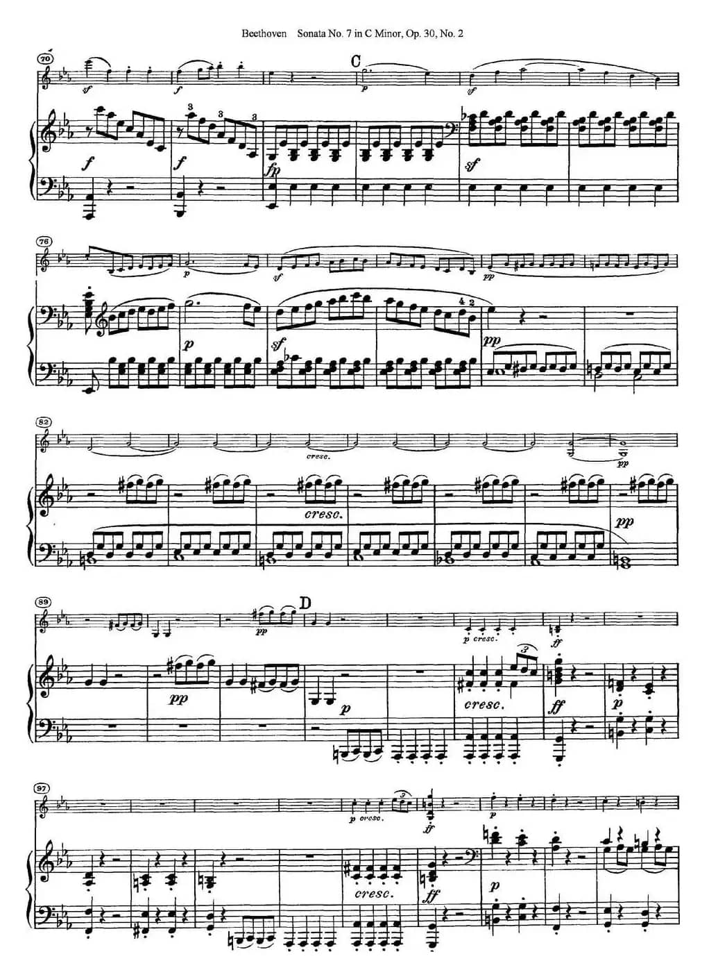 Violin Sonata No.7 in C Minor Op.30 No.2（小提琴+钢琴伴奏）