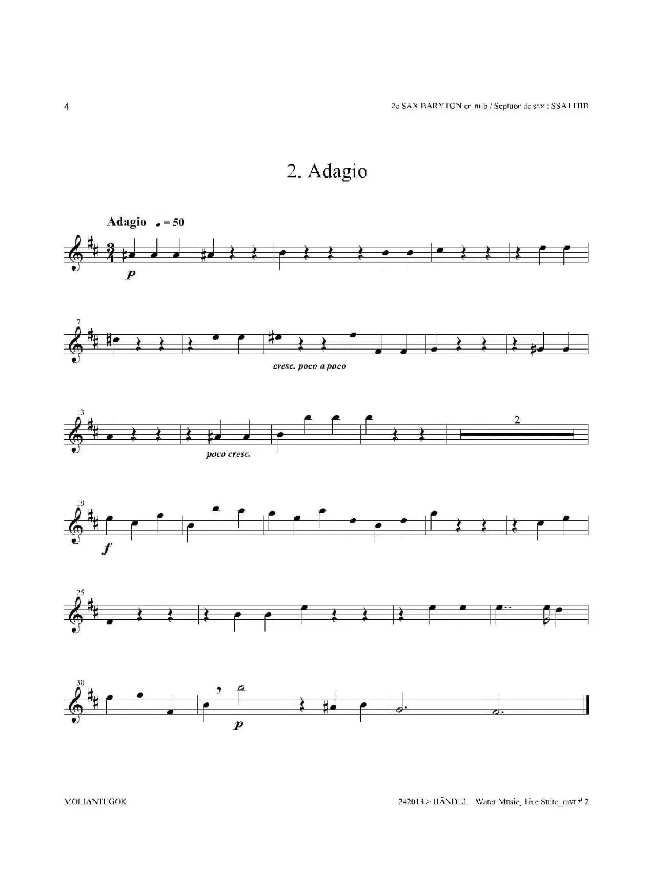 Water Music（HWV.348 No.1）（第二上低音萨克斯）