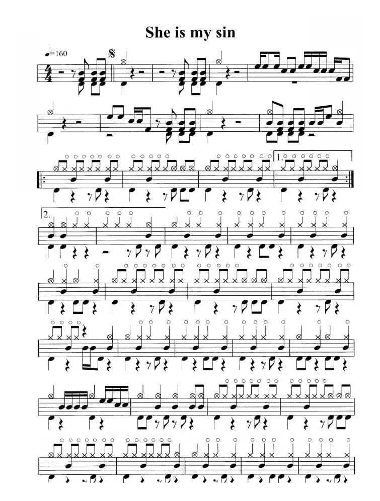 She is my sin（鼓谱）