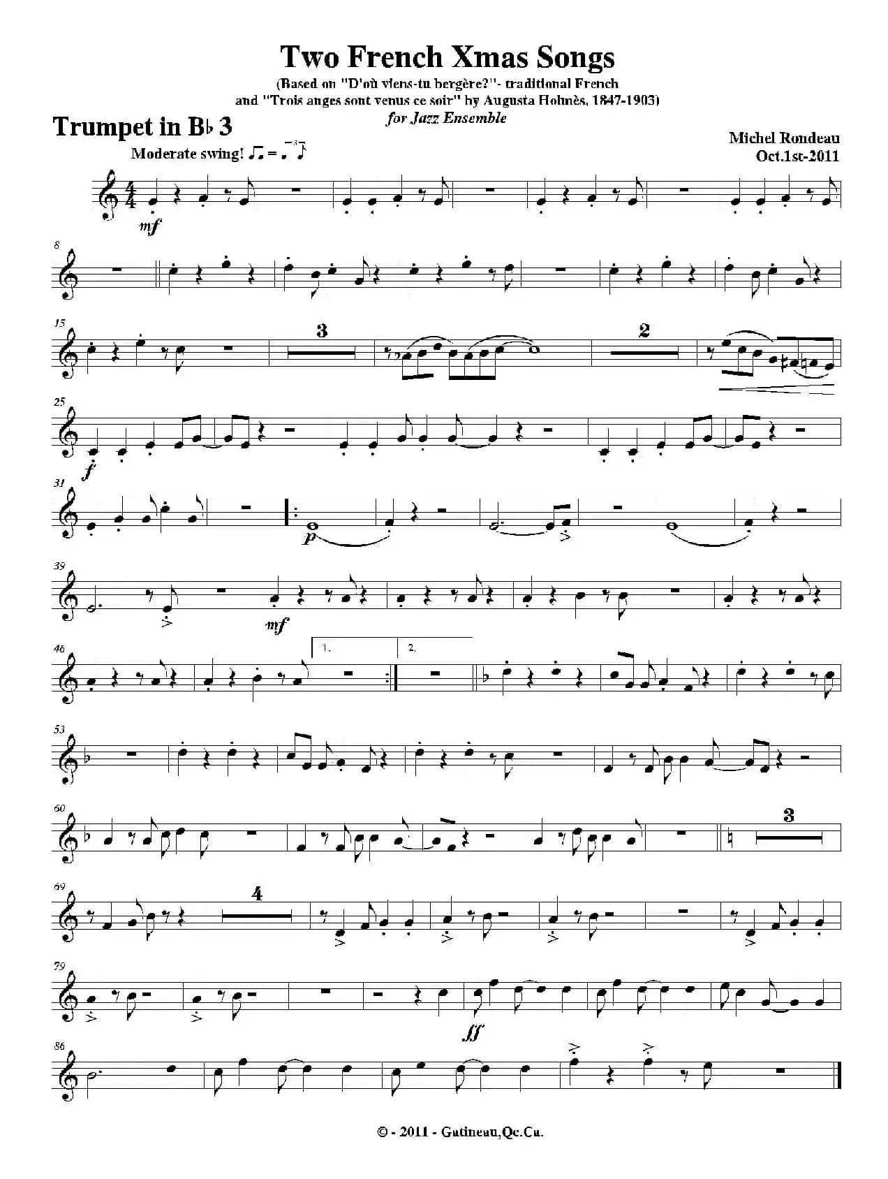 Two French Xmas Songs（第三小号分谱）