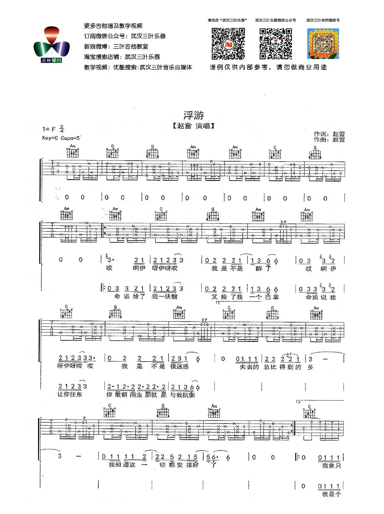 浮游（赵雷词曲、武汉三叶乐器编配版）