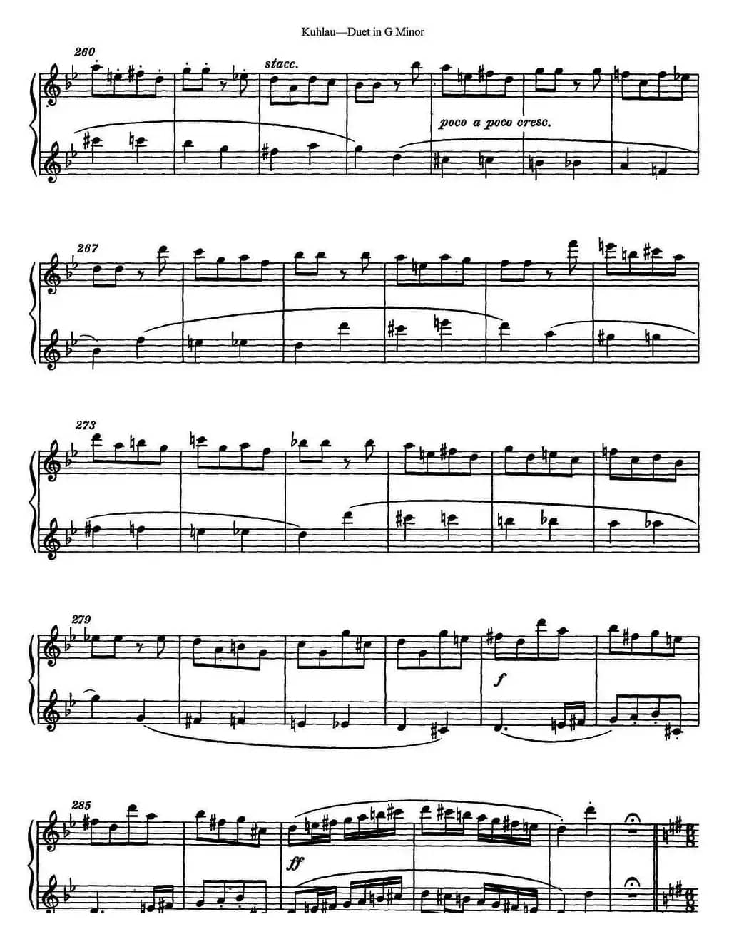 库劳g小调长笛二重奏练习曲（No.2）