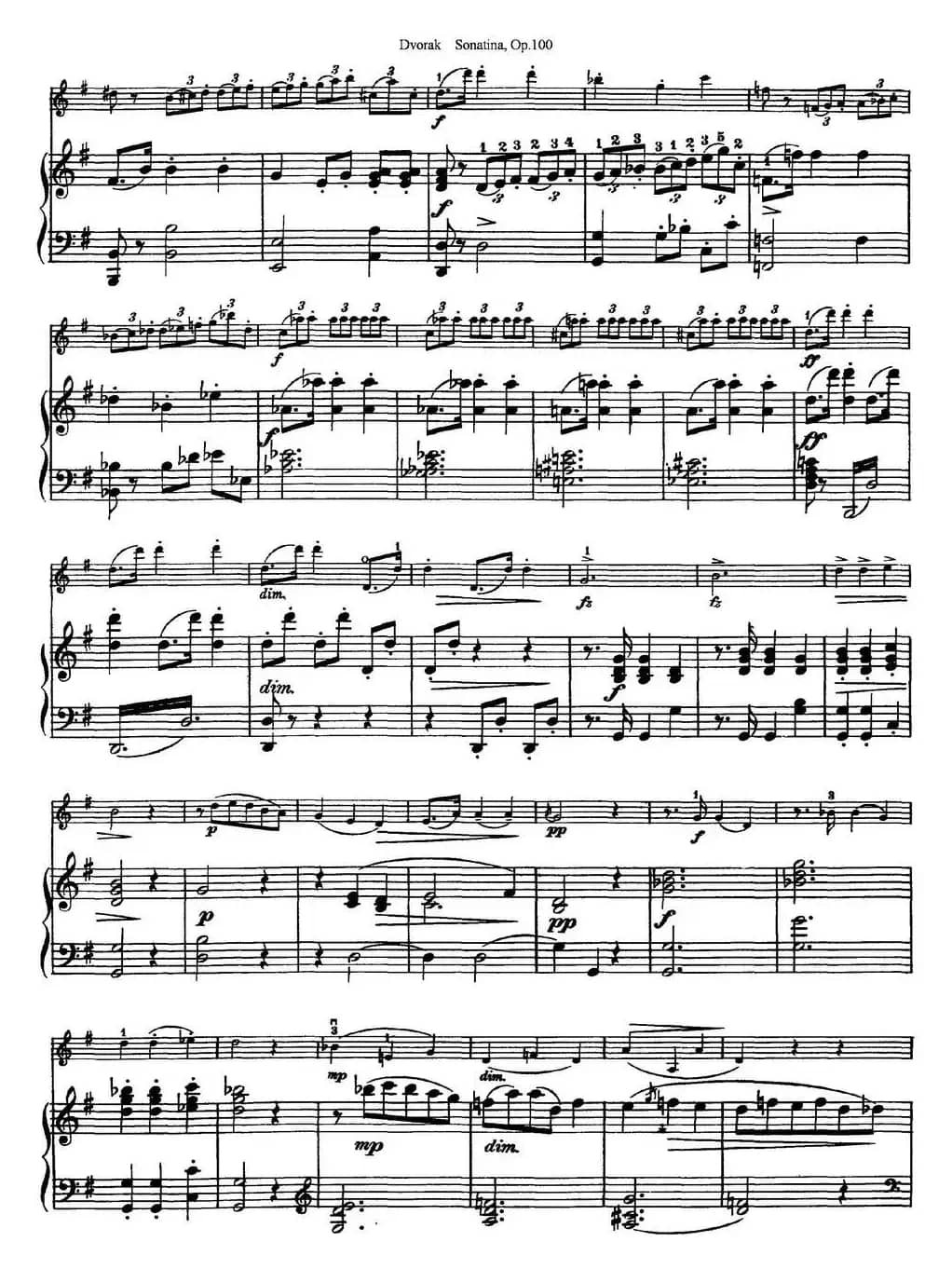 Violin Sonatina Op.100（小提琴+钢琴伴奏）