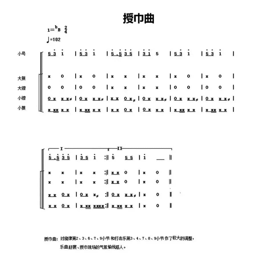 中国少年先锋队鼓号谱：3、授巾曲 