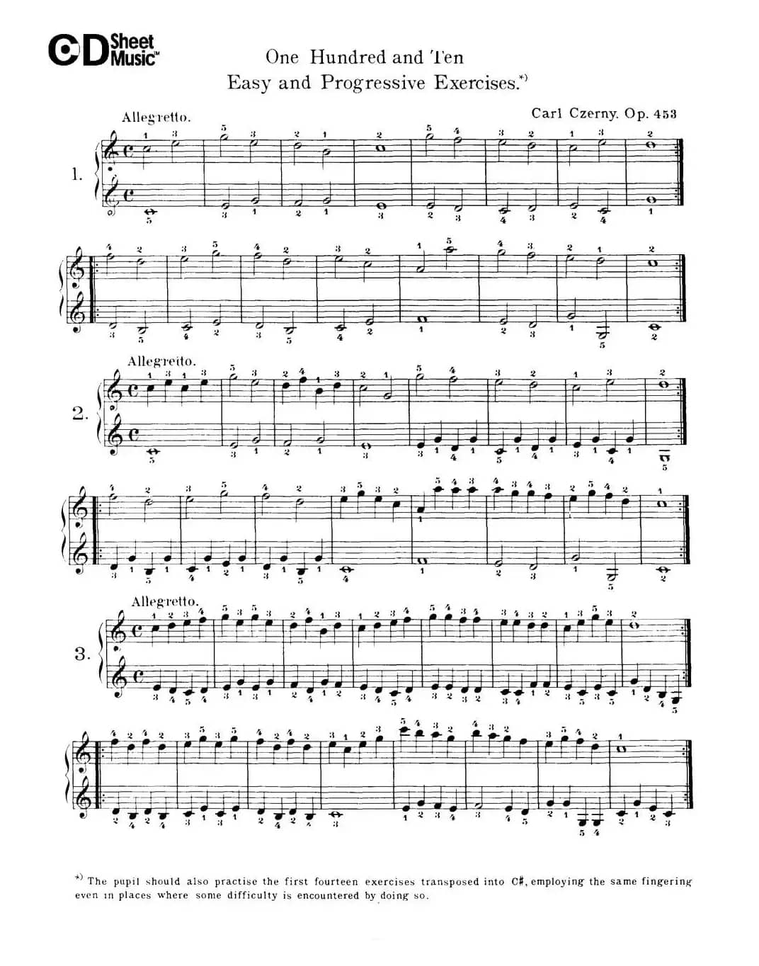 One Hundred and Ten Easy and Progressive Exercises Op.453（车尔尼110首简易练习曲 1——10）
