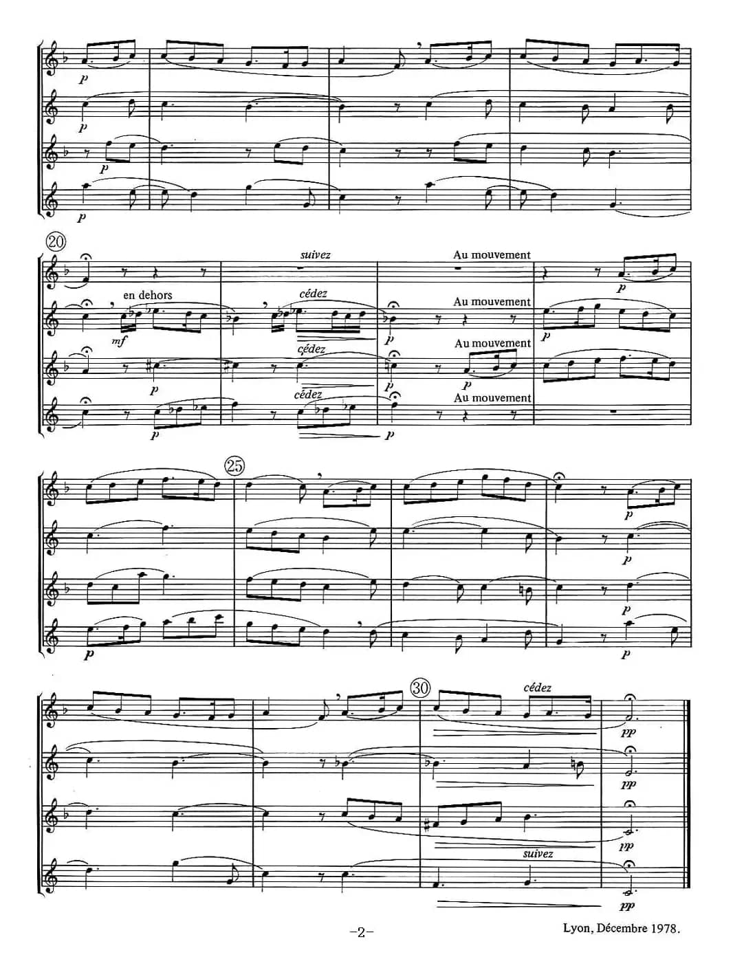 jean Bouvard 编写的6首萨克斯四重奏之四