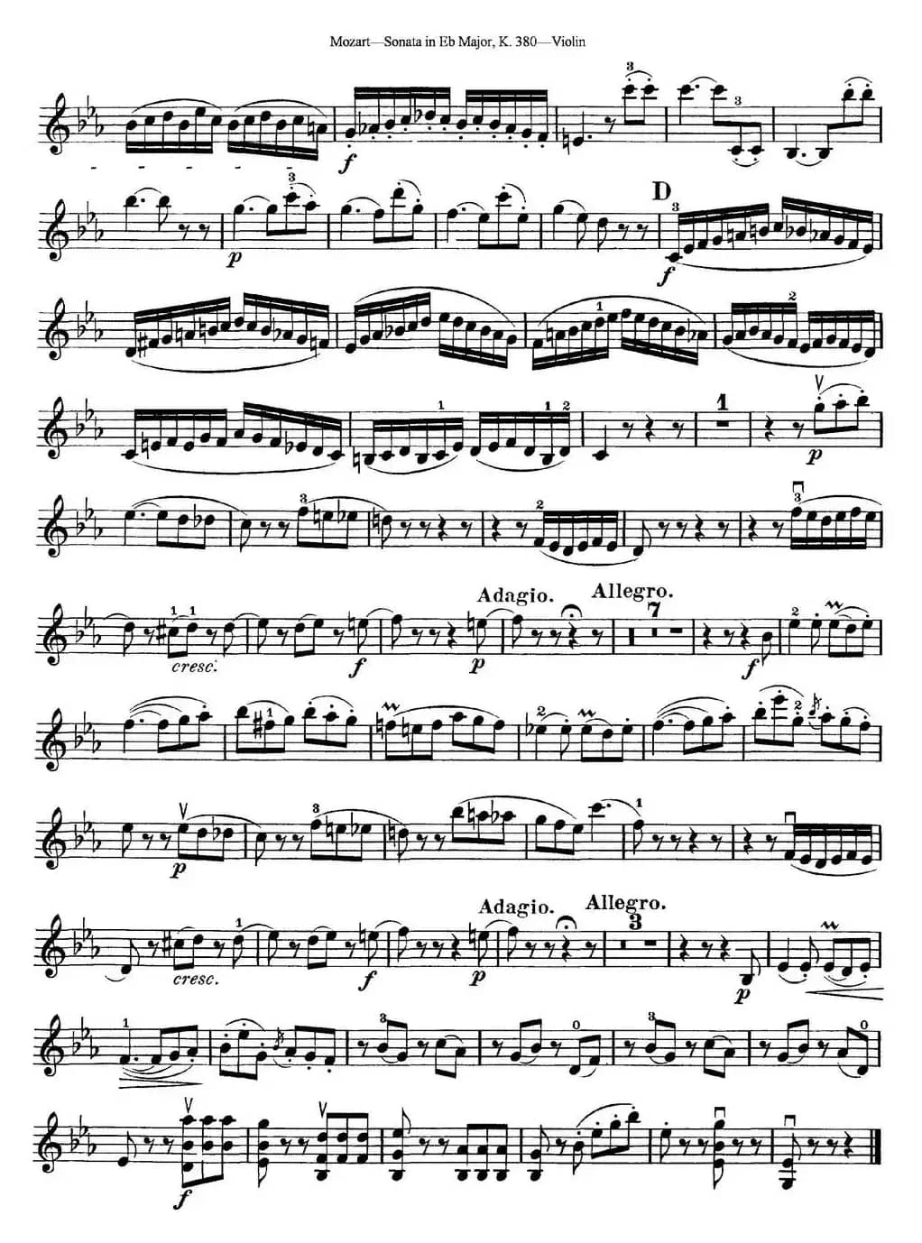 Violin Sonata in Eb Major K.380