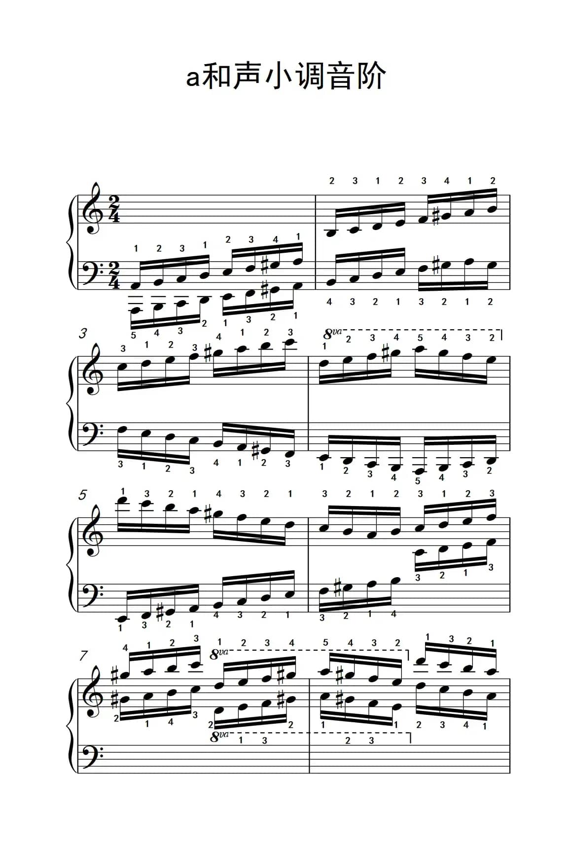 第九级2.a和声小调音阶（中央音乐学院 钢琴（业余）考级教程 7-9级）
