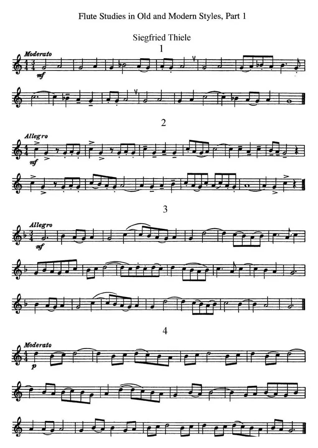 斯勒新老风格长笛练习重奏曲（第一部分）（NO.1-NO.4）