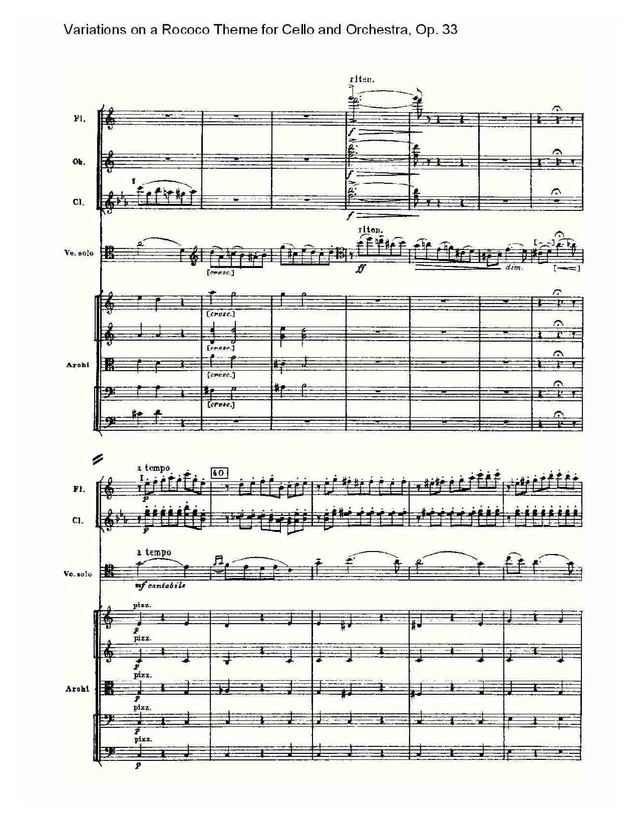 大提琴与管弦乐洛可可主题a小调变奏曲, Op.33（一）