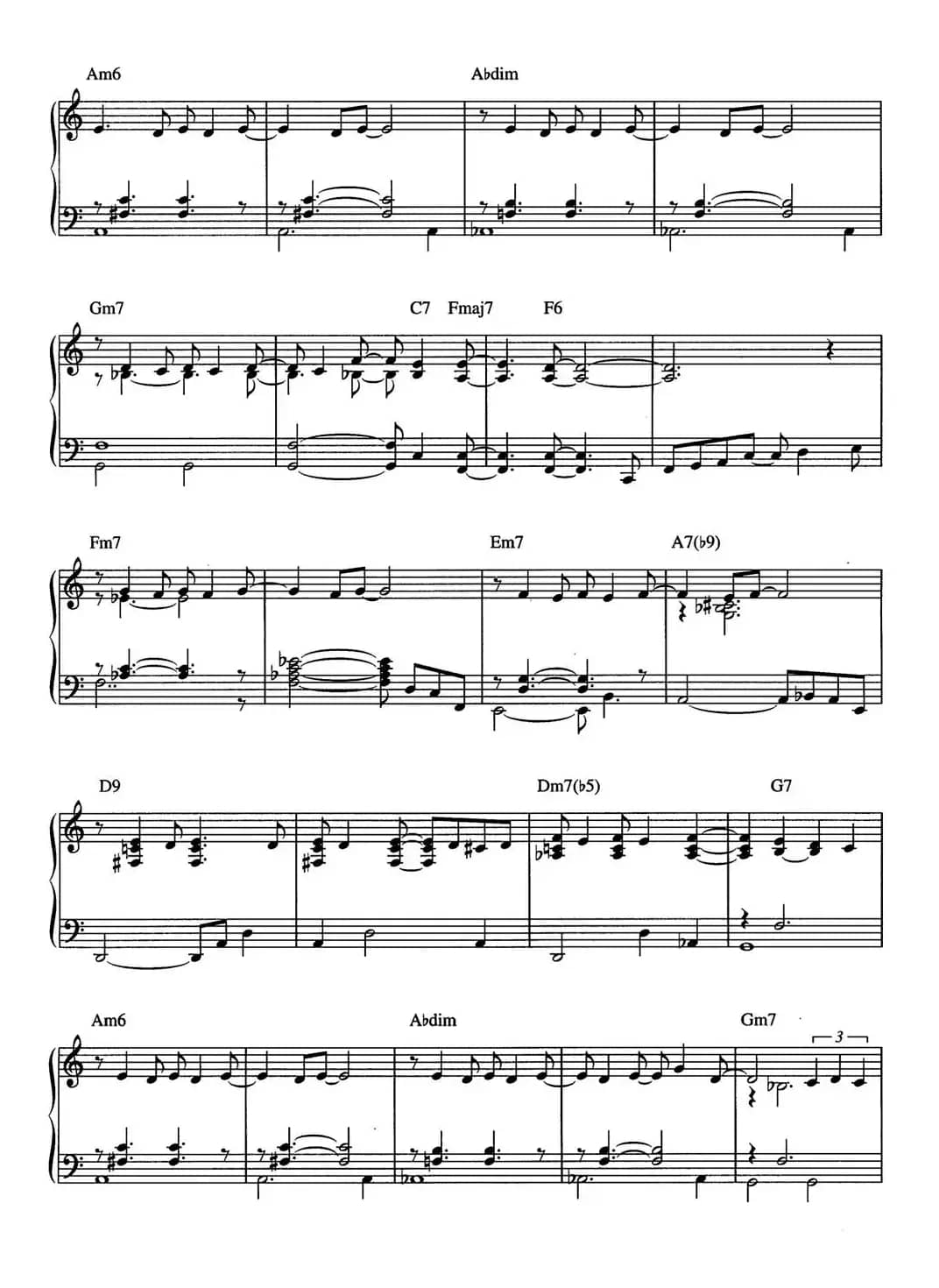 Quiet Nights Of Quiet Stars（Corcovado）（爵士钢琴酒吧独奏钢琴谱）