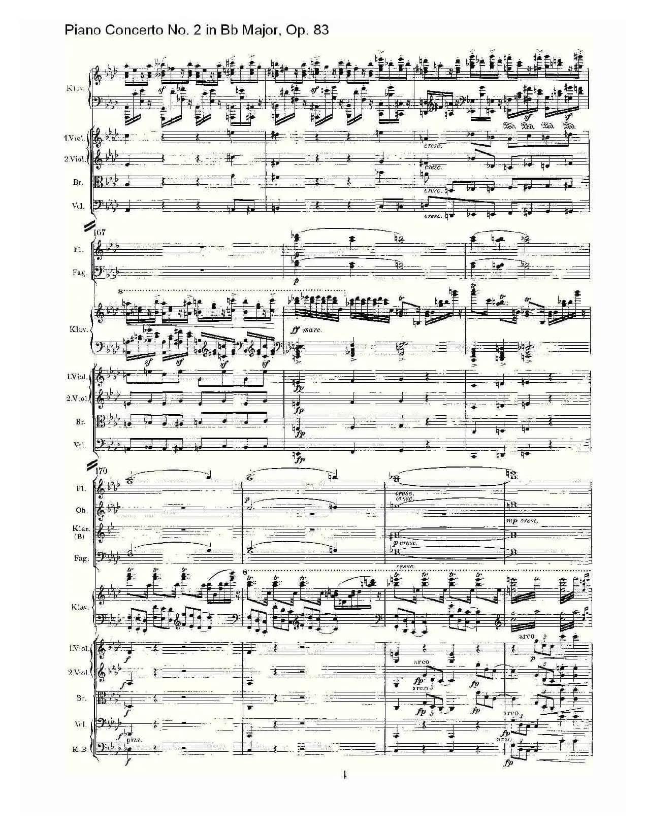 Bb大调钢琴第二协奏曲, Op.83第一乐章（一）