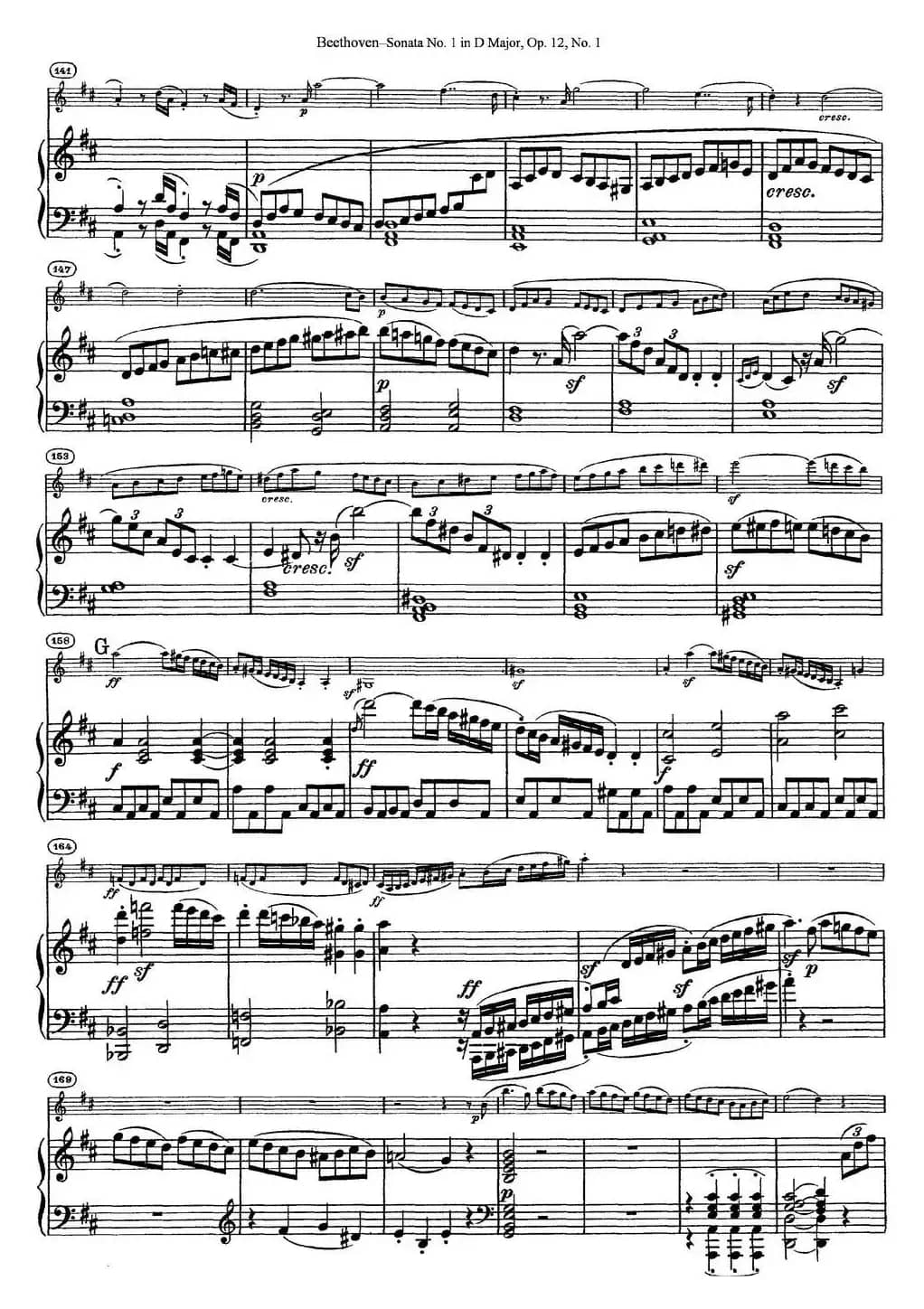 Violin Sonata No.1 in D Major Op.12 No.1（小提琴+钢琴伴奏）