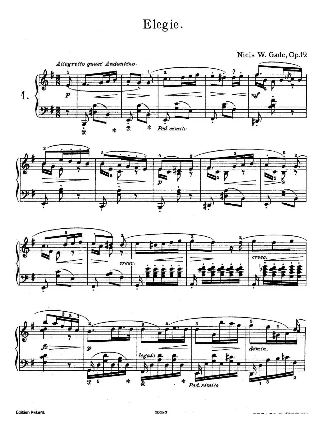 Akvareller Op.19(水彩画·1. 悲歌)