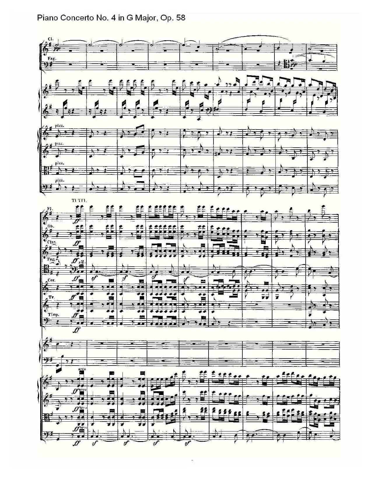 Ｇ大调钢琴第四协奏曲 Op.58 第三乐章（总谱）