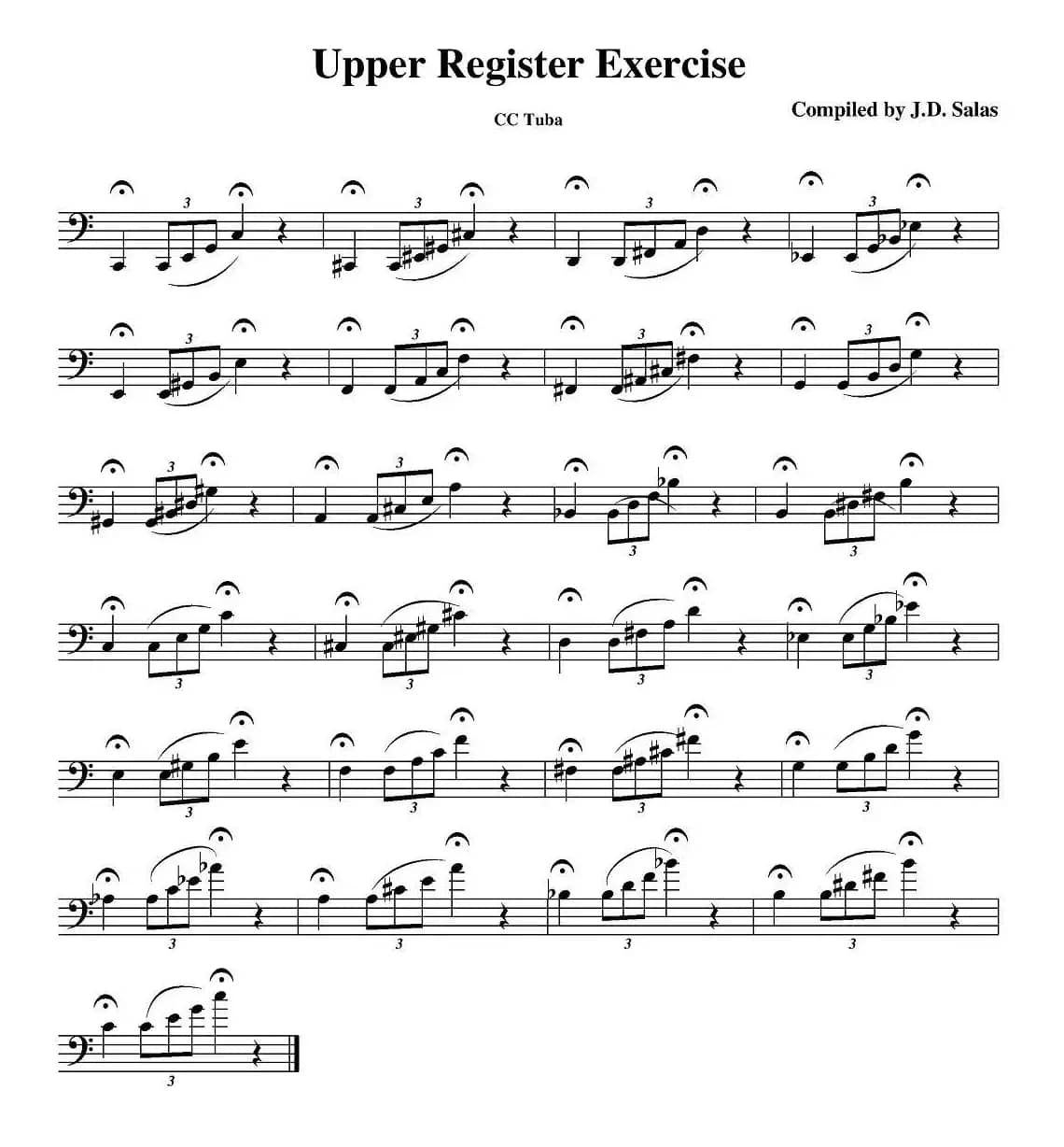 Upper Register Exercise- CC Tuba（大号练习教材选曲）