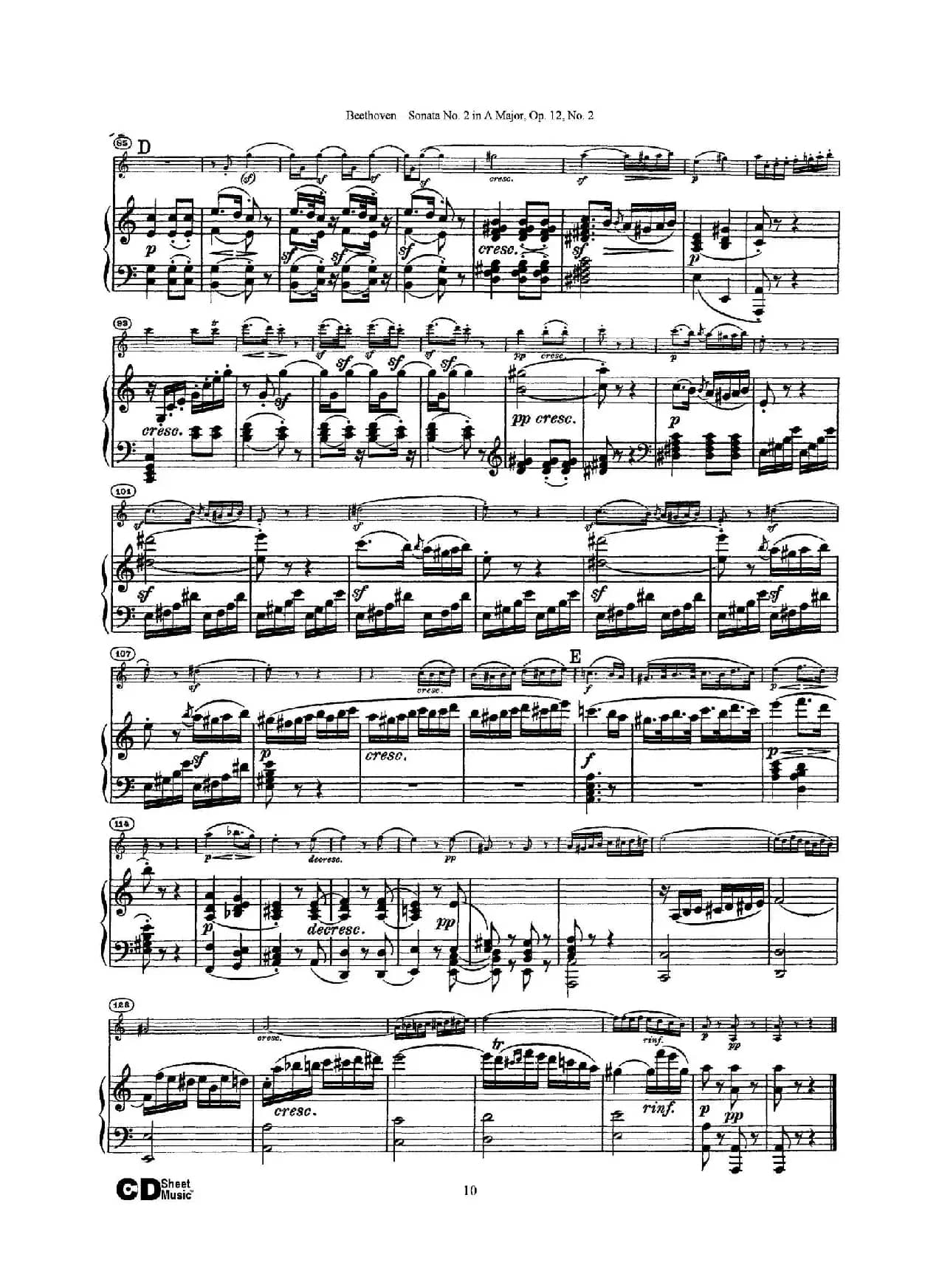 A大调第二小提琴奏鸣曲（Sonata No.2 in A Major Op.12,No.2）（小提琴+钢琴伴奏）