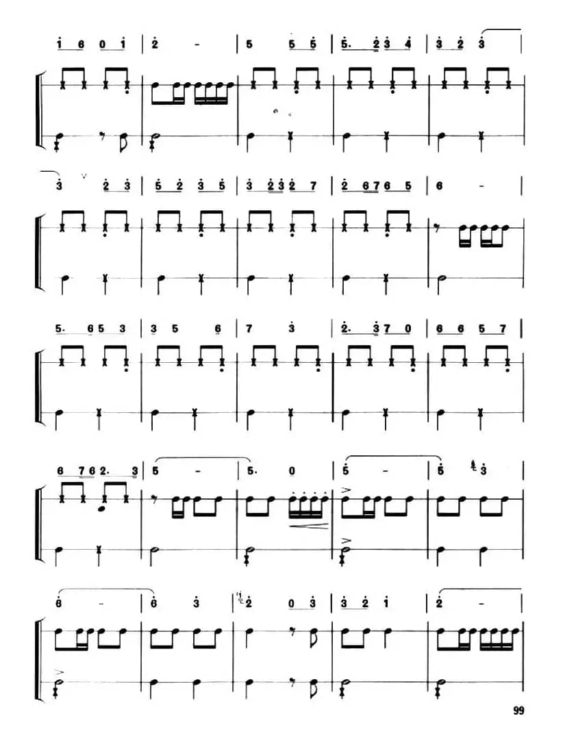 在希望的田野上（简谱+打击乐伴奏）