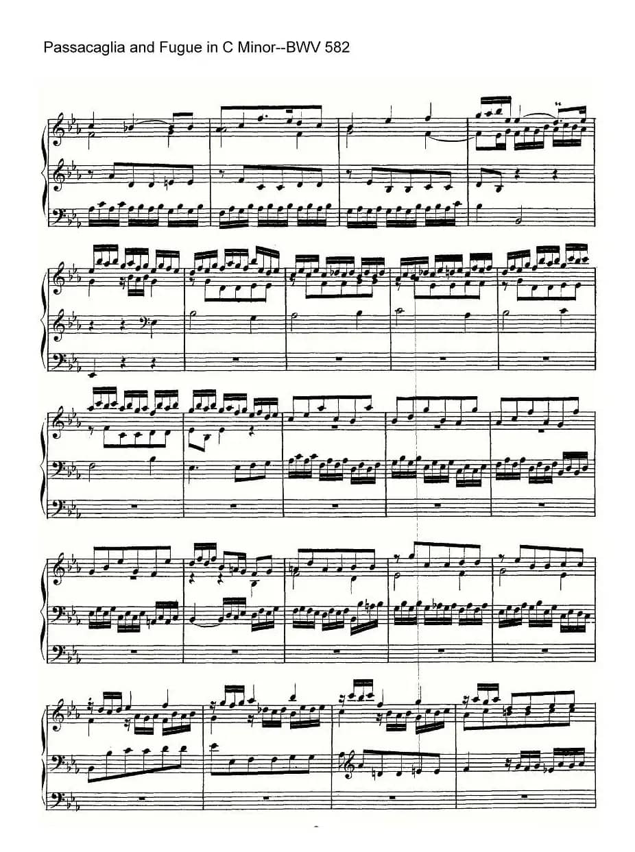 Passacaglia and Fugue in C Minor--BWV 582（管风琴谱）