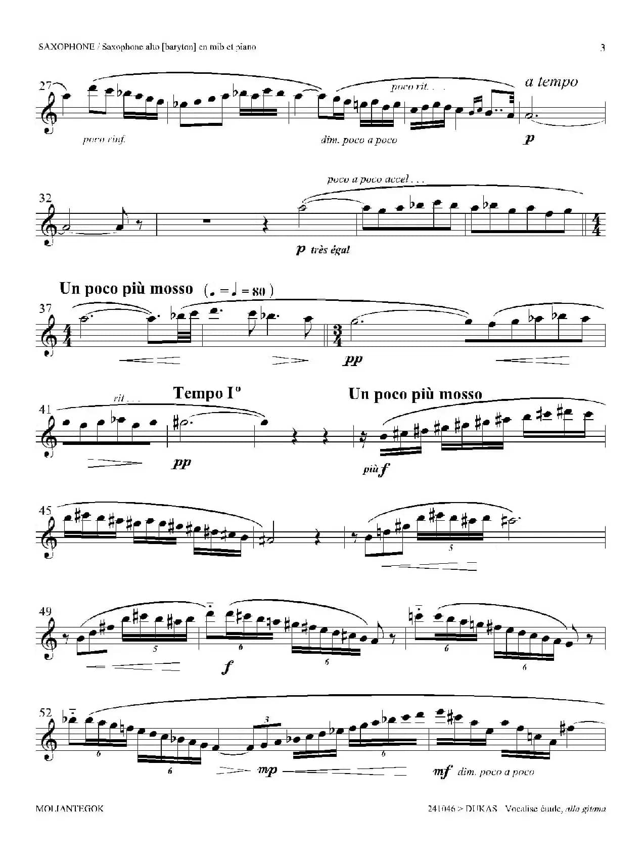 P·杜卡斯：练声曲（中音萨克斯）