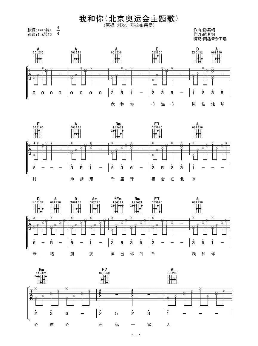 我和你（2008奥运会主题歌 [阿潘编配版]）