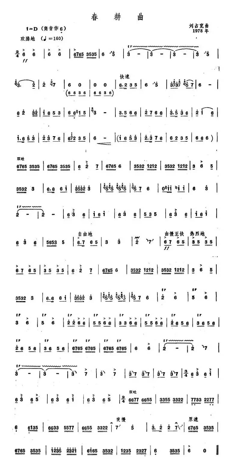 春耕曲（唢呐谱）