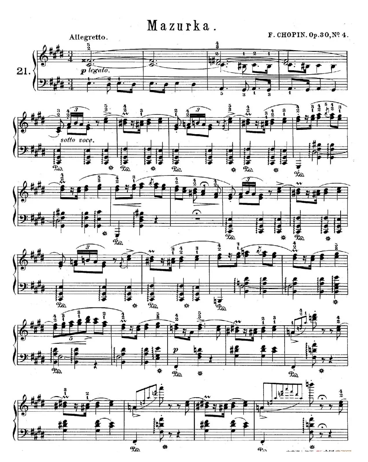 Quatre Mazurkas Op.30（4首玛祖卡舞曲·4）