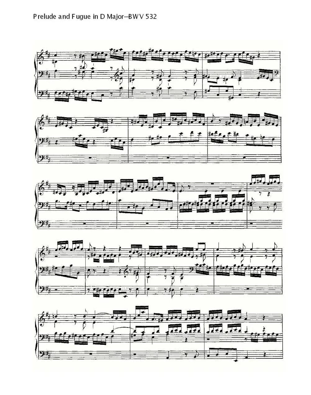 Prelude and Fugue in D Major--BWV 532  （管风琴谱）