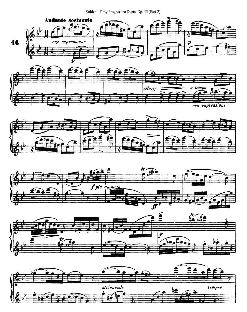 柯勒40首长笛提高练习曲OP.55（二重奏）（NO.14）