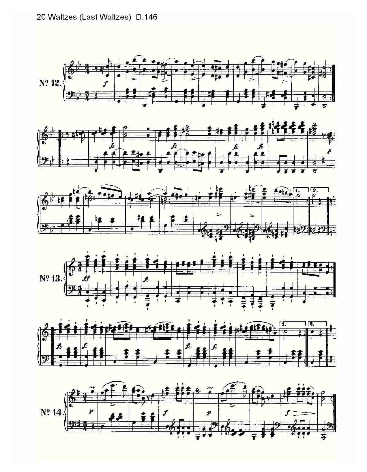 20 Waltzes（Last Waltzes) D.14）