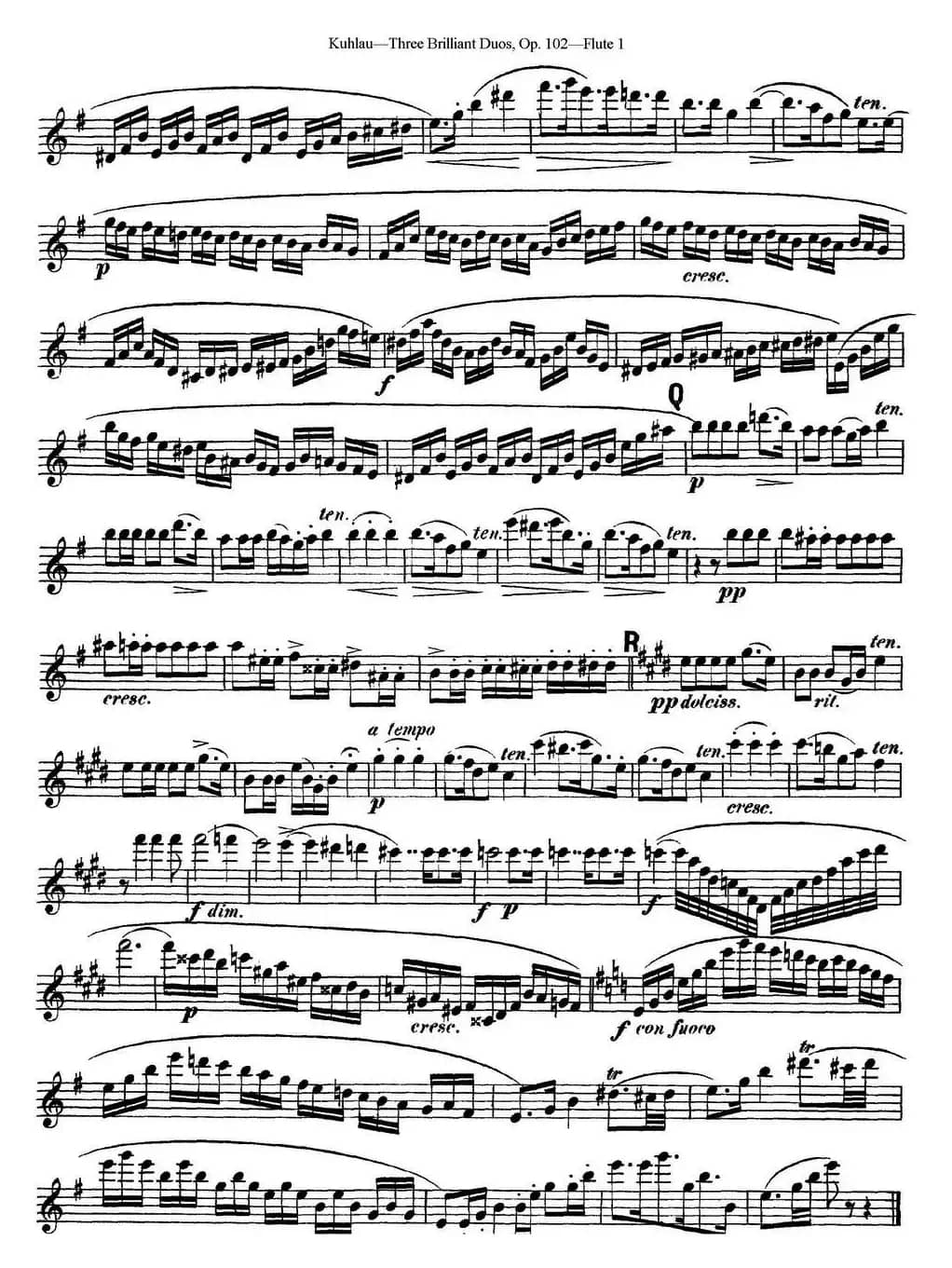库劳长笛二重奏练习三段OP.102——Flute 1（NO.2）
