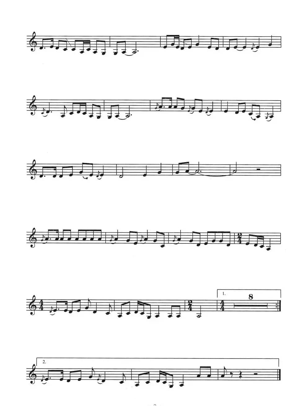 阿里山的姑娘(五线谱)